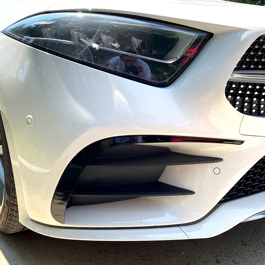 

Front Bumper Canards For Mercedes Benz C257 CLS Class 2018+ AMG Line Sport ONLY Side Vent Splitter Trim Sticker Car Accessories