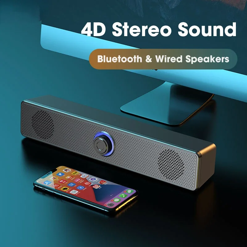 

Bluetooth-динамик 4D Surround Soundbar, звуковая система для домашнего кинотеатра, компьютерные динамики для ТВ, саундбар, сабвуфер