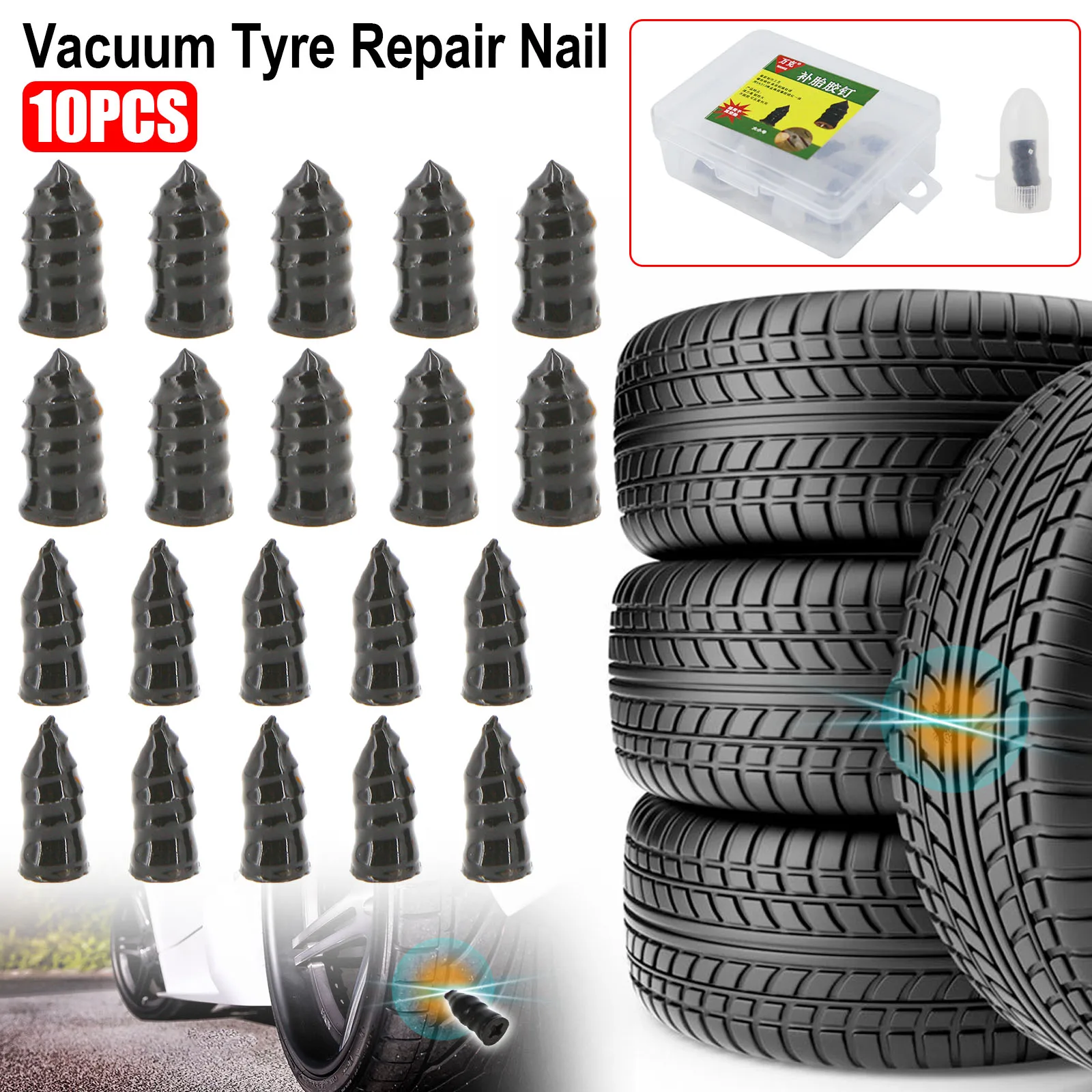 Car Tire Repair Tackle Auto Bicycle Motorcycle Hand Tool Tubeless Rubber Vacuum Nails Screw Strips Puncture Plug Garage Gear
