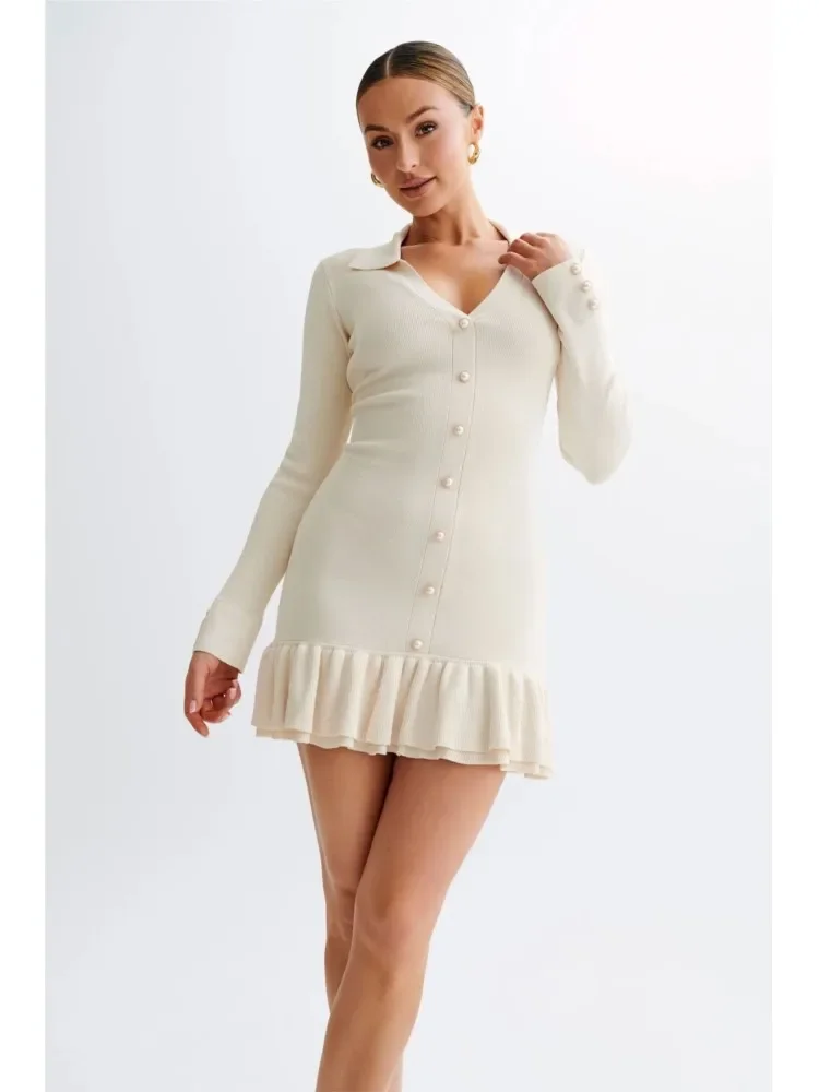 Вязаные мини-платья с рюшами и бантом женский летний контрастный кардиган