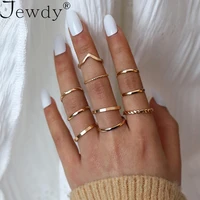 10pcsset unadorned plain gold plate womens ring no inlay alloy simple daily rings set casual retro 2022 trend jewelry