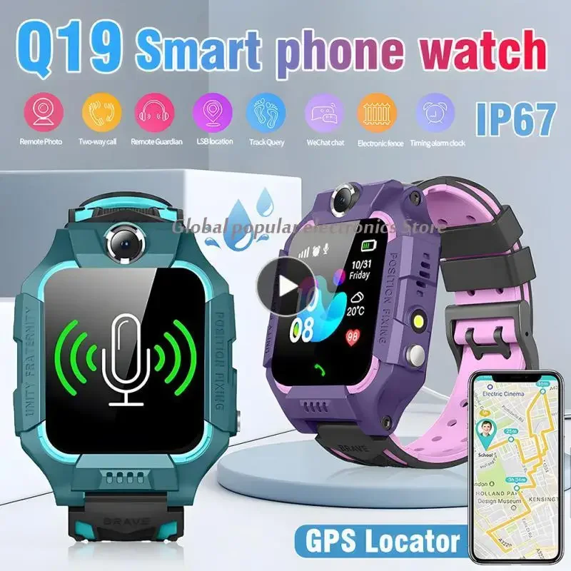 

Q19 Kids Smart Watch 2G Sim Card WiFi+LBS Tracker SOS Cam Children Mobile Phone Voice Chat Math Game Flashlight Kids Smart Watch