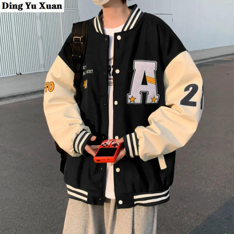 

Mens Casual Jacket Single Button Casual Letter Print Sweatshirt Round Neck Baseball Uniform 2023 Spring Autumn Cardigan Coat