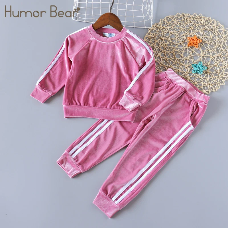 

Humor Bear Girls' Clothing Sets New Autumn Long Sleeve Sweater + Sport Pant 2Pcs Casual Toddler Kids Clothes