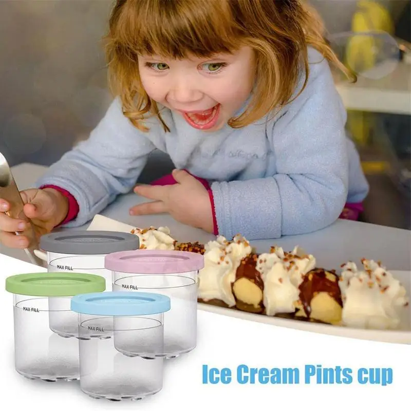 

Ice Cream Container Cup Leak-proof Washable And Reusable Freezer Storage Tubs With Tight Sealing Lid For Homemade Ice Cream