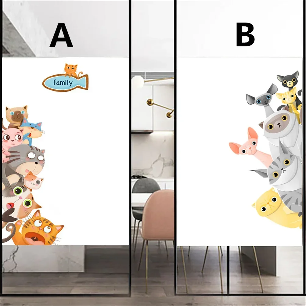 Декоративная оконная пленка без клея конфиденциальность милый кот и собака узор