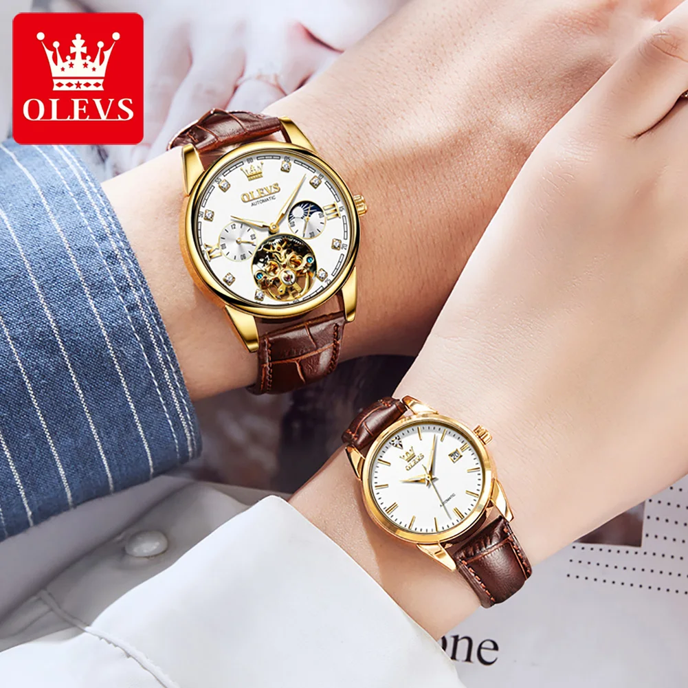 OLEVS 2022 New Automatic Mechanical Watch Casual Fashion Trend Hollow Flywheel 30M Life Waterproof HD Luminous Couple Watches enlarge