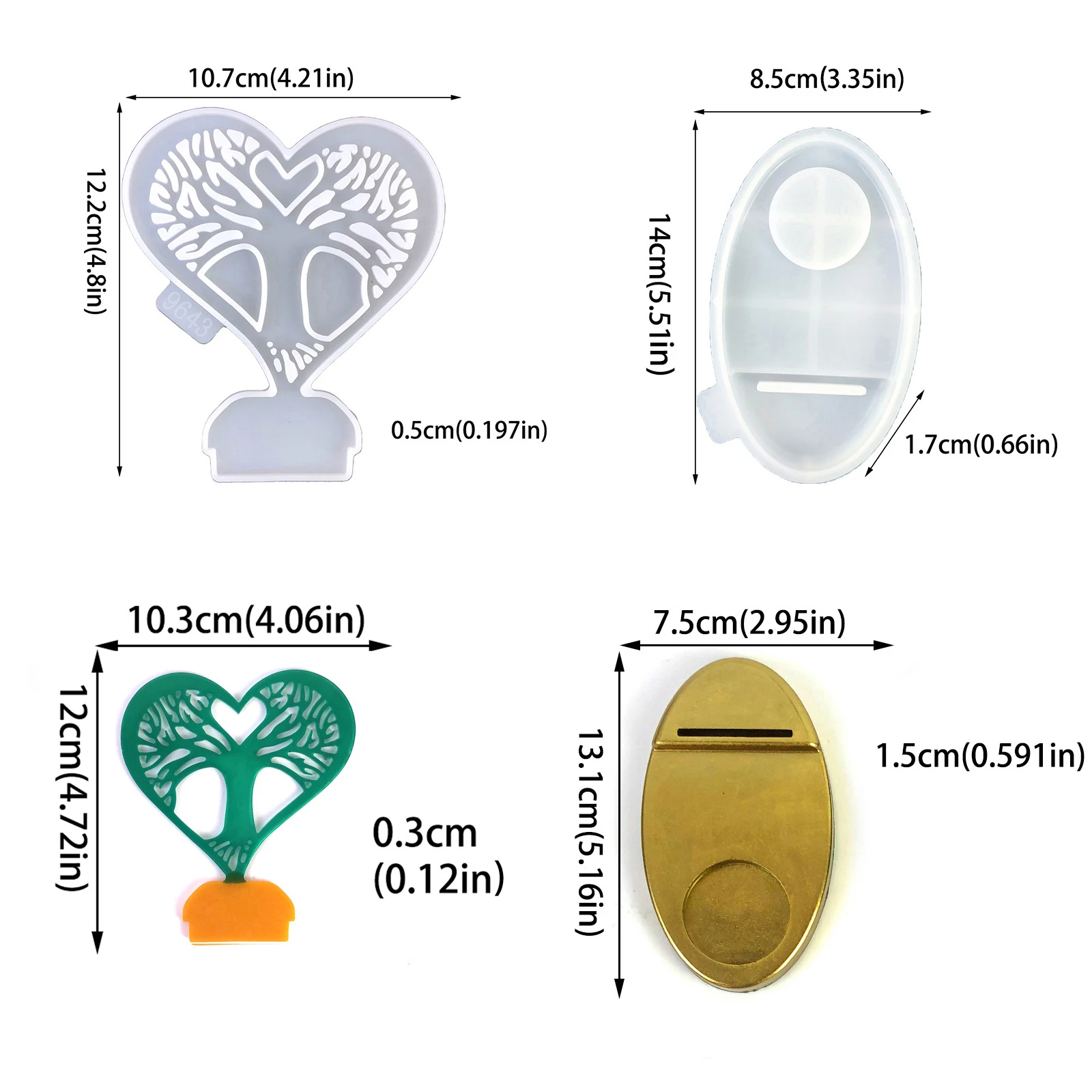 Силиконовая форма сделай сам для подсвечника в виде сердца дерева цементной