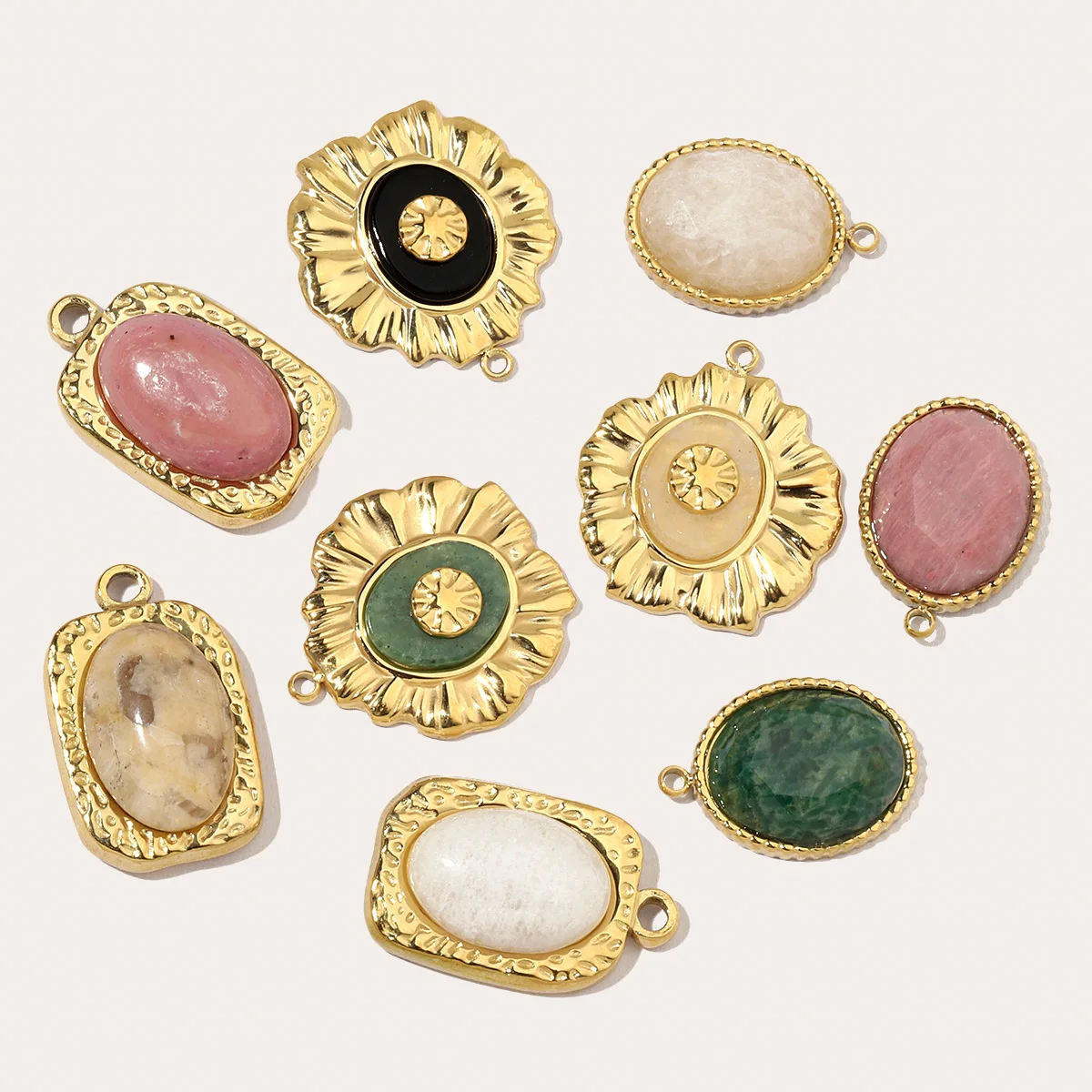 3 шт./лот роскошный овальный натуральный камень из нержавеющей стали подвески