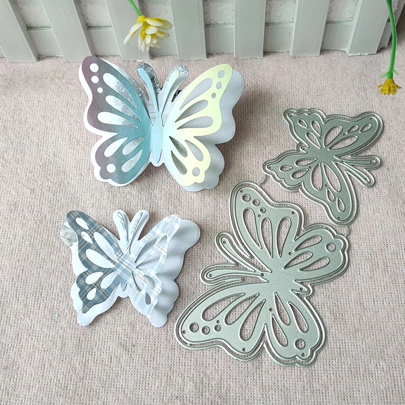 

New 2 Pcs Three-dimensional Butterfly metal cutting die mould scrapbook decoration embossed photo album decoration card making