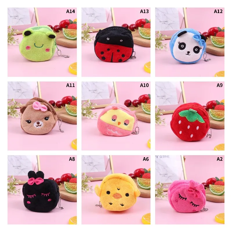 

For Children Cartoon Coin Purse Zipper Plush Three-dimensional Coin Purse Earphone Bag Wallet Bag Key Holder