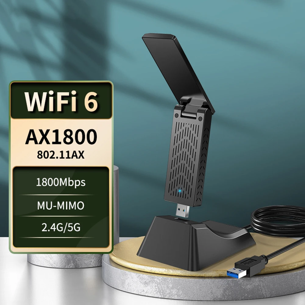 

Беспроводной сетевой адаптер 1800 Мбит/с USB 3,0 WiFi приемник дальнего радиуса действия 2,4 ГГц/5 ГГц Wifi 6 сетевых карт удлинительная антенна