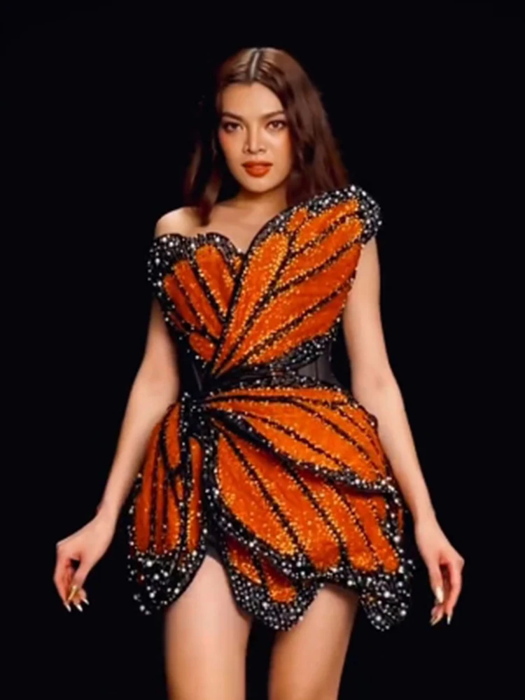 2023 дизайнерское женское платье-бабочка роскошное облегающее платье с жемчугом и
