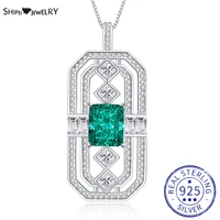 shipei luxury 925 sterling silver crushed ice cut emerald created moissanite gemstone party pendant necklace gifts wholesale