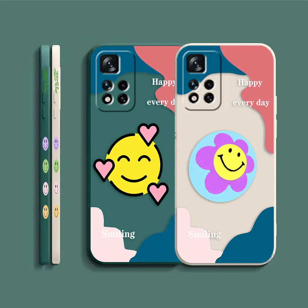 Phone Case For Redmi Note 12 11 11T 11R 11S 10 9T 8 7 7S PRO PLUS 4G 5G Case Cover Fundas Cqoues Shell Capa Lovely Smiling Face