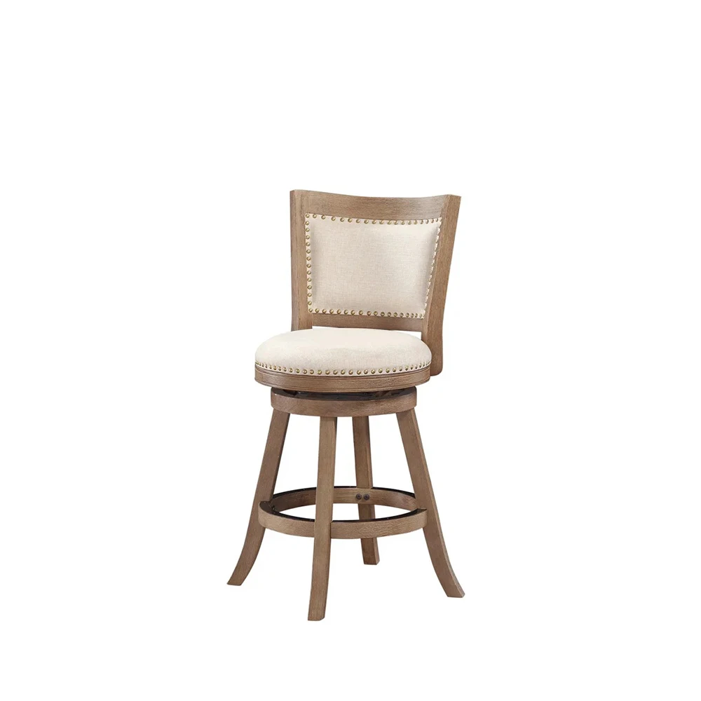 

Boraam Melrose 24" Swivel Counter Stool, Driftwood Wire-Brush & Ivory