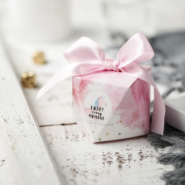 

50 шт Розовый Единорог бриллиантовый свадебный сувенир коробки конфет вечерние подарочные коробки Подарочная коробка подарочная коробка с ...