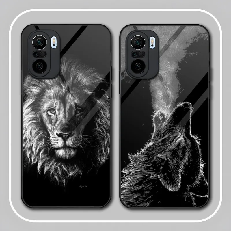 

Wolf Dog Cat Bird Lion Tiger Animal Phone Case Glass For Redmi K40 K20 K30 K50 Proplus 9 9A 9T Note10 11 T S Pro Poco F2 X3 NFC
