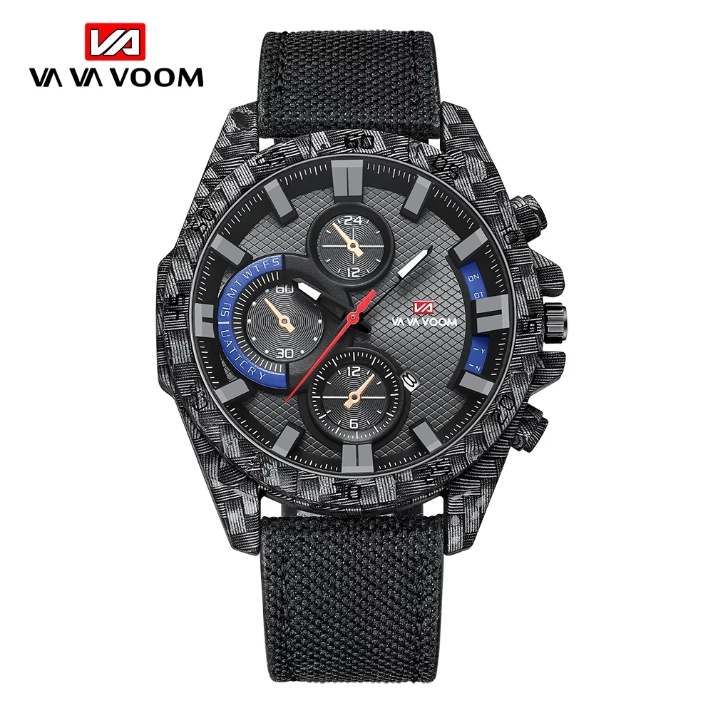 

montre homme VAVA VOOM Brand Luxury Fashion Watch Men Nylon Strap Quartz sports Water proof Shock Watch Male Relógio masculino