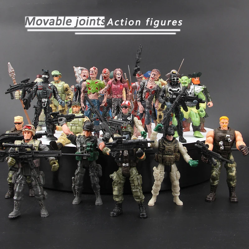 

Военные солдаты, экшн-фигурки, подвижная детская игрушка, камуфляжная форма, солдаты, пластиковые игрушки-зомби для обучения мальчиков