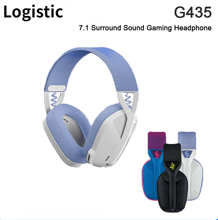 

Logitech G435 LIGHTSPEED WIRELESS GAMING HEADSET 7.1 Surround Sound Gamer Bluetooth Headphone Compatible For Games And Music