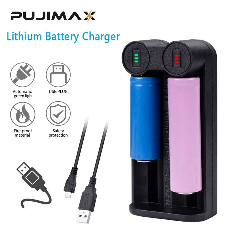 

Универсальное зарядное устройство PUJIMAX 18650 с 2 USB-разъемами для зарядки литий-ионных аккумуляторов 26650 18350 32650 21700