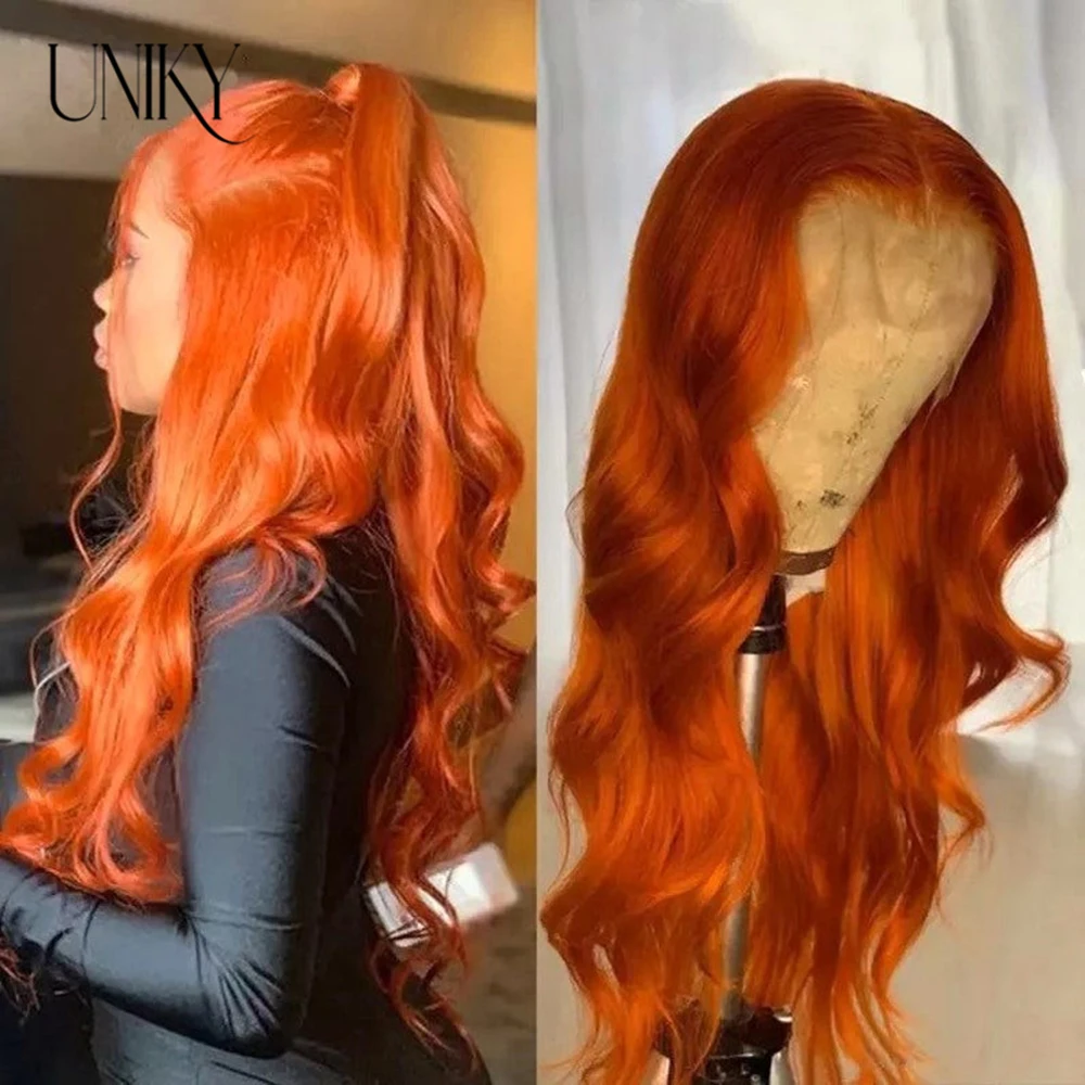1B/Orange Ginger Lace Frontal Wig 13x6 Body Wave Lace Front Wigs Pre Plucked For Women Chocolate Brown Lace Frontal Wig Bodywave