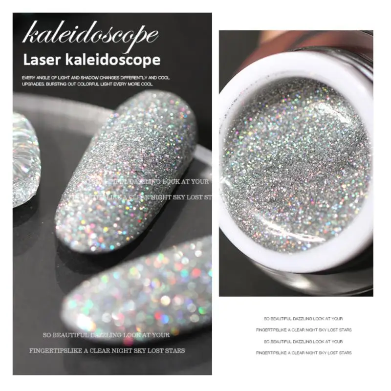 

Universal Shiny Nail Glitter Gel Laser Kaleidoscope Varnish Gel Soak Off UV Nail Polish Rainbow Nail Art Gel TSLM1