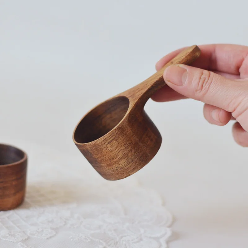 

Новая стильная мерная ложка, кофейные зерна, Маленькая деревянная ложка, оригинальная ложка из дерева акации с короткой ручкой