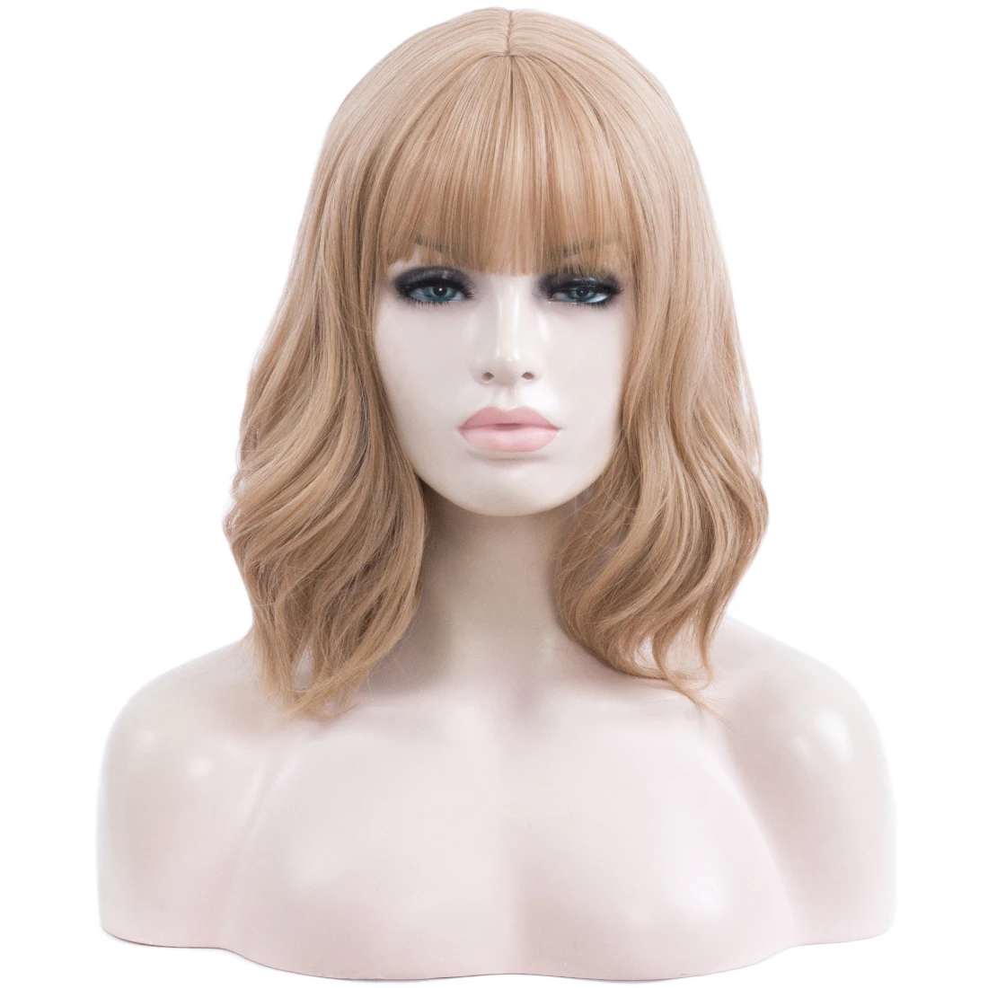 

Short Bob Synthetic Wig Blonde Hair Wigs For Women With Bangs Cosplay Lolita Heat Resistant Natural Wigs