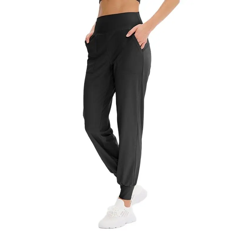 

2022 Spring New Jogger Pants Women for Fitness High Waist Nylon + Spandex Soft Breathable Sports Trousers with Pocket Gym Yoga