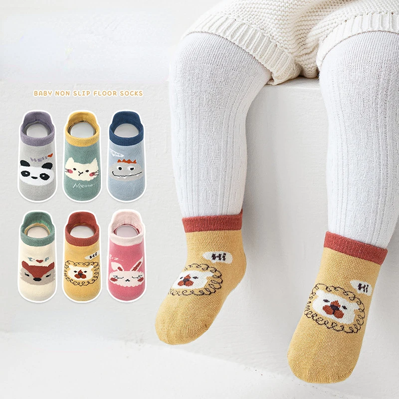 Cute Baby Shot Socks Rubber Anti-slip Floor Socks Cartoon Cotton Newborn Infant Toddler Kids Boys Girls Socks 0-5years Old