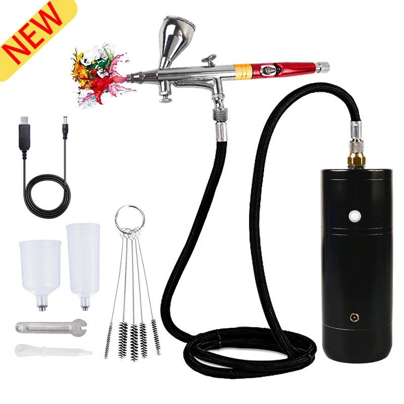 Airbrush Paint Spray Gun Usb Rechargeable Oxygen Injector For Nail Art Tattoo Craft Cak