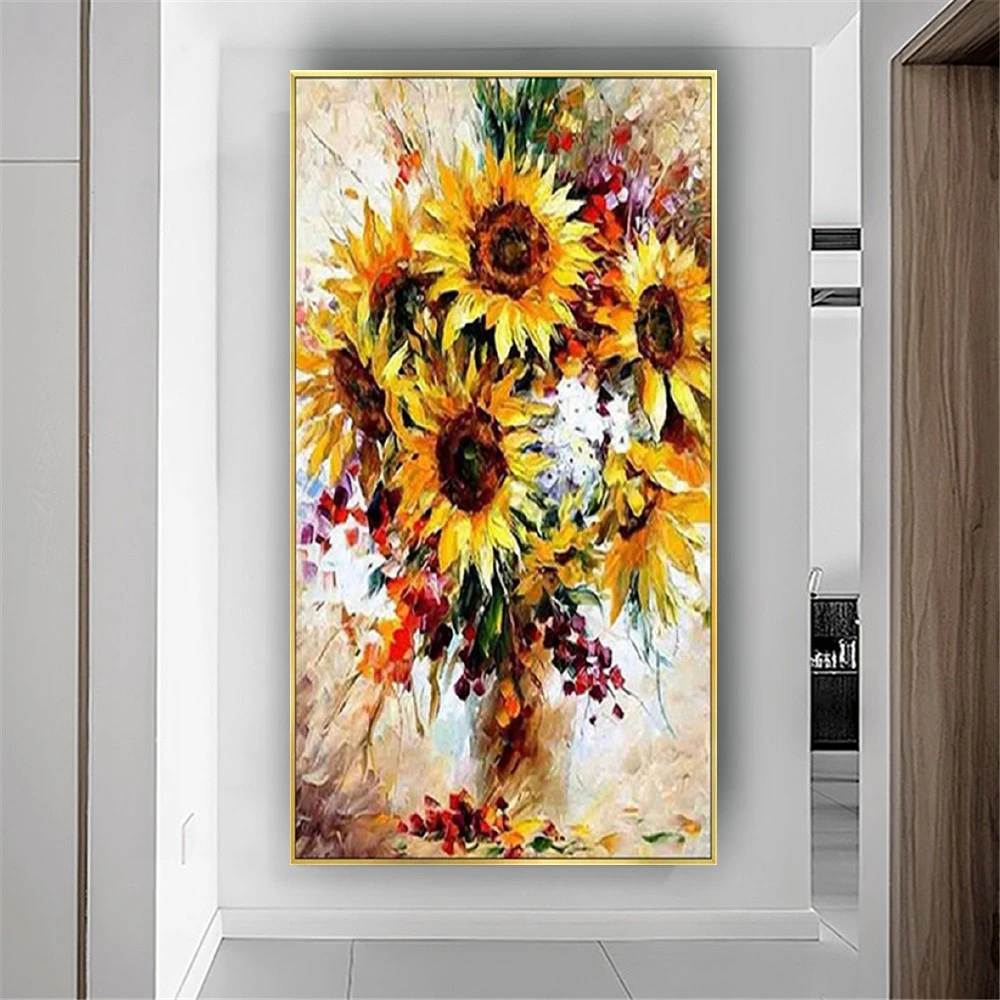 

Van Gogh Oil Painting Artwork Palette Knife Texture Colored Sunflowers Famous Canvas Paintings Wall Art Pictures For Home Decor