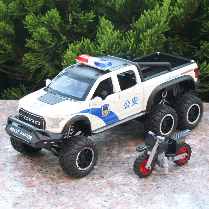 1:28 Ford RAPTOR F150 полицейский пикап имитация литой металлический автомобиль модель