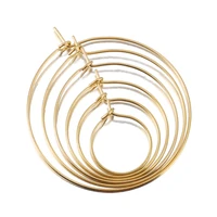 20pcslot 15 40mm gold stainless steel big circle wire hoops loop earrings for diy dangle earrings jewelry making supplies bulk