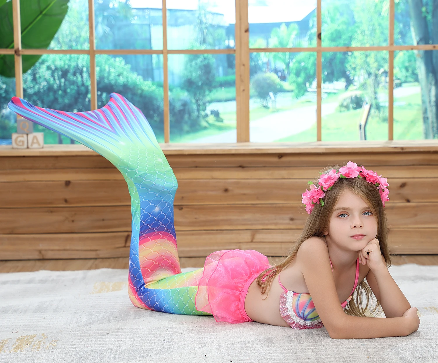 Детская пляжная одежда для косплея маленькой Русалочки женский купальный костюм