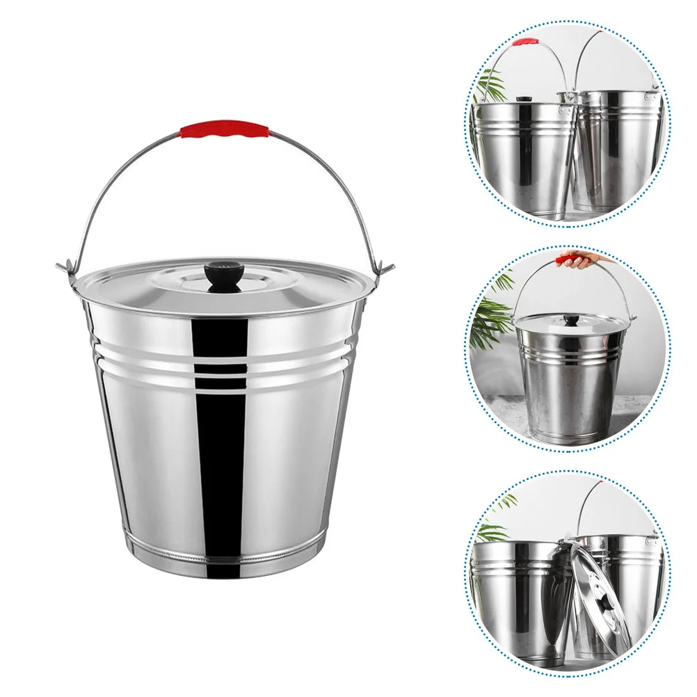 

Bucket Ash Metal Pail Fireplace Charcoallid Can Wood Coal Fire Burning Storage Bin Grease Stove Ice Stainless Steelstoves Indoor
