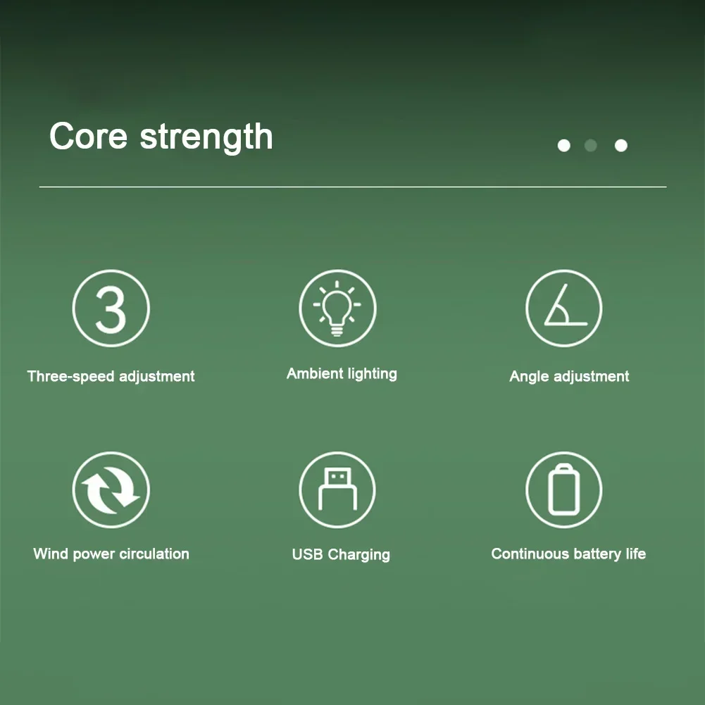 Портативный USB-вентилятор со светодиодной подсветкой 3 скорости