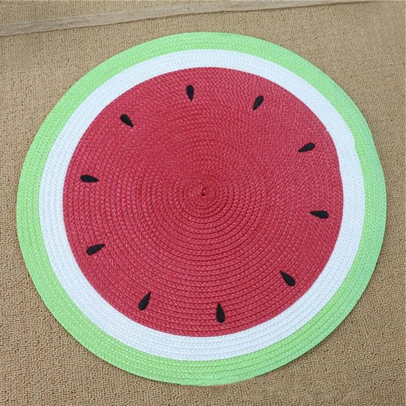 

Watermelon Lemon Heat Insulation Pad Woven Round Western Environmental Protection Plate Table Mat Modern Simplicity Meal Mat