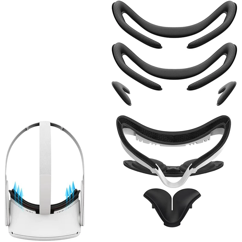 

VR Vent Soft Interface Bracket & Anti-Leakage Light PU Leather Foam Face Cover Replacement Pad 7In1 for Oculus Quest 2