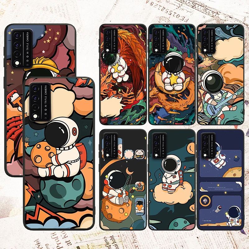 

Star Astronaut Cute For T-Mobile REVVL V+ 5G 4 REVVL V Plus 5G 4+ Black Phone Case Shockproof Soft Silicone Cover Capa