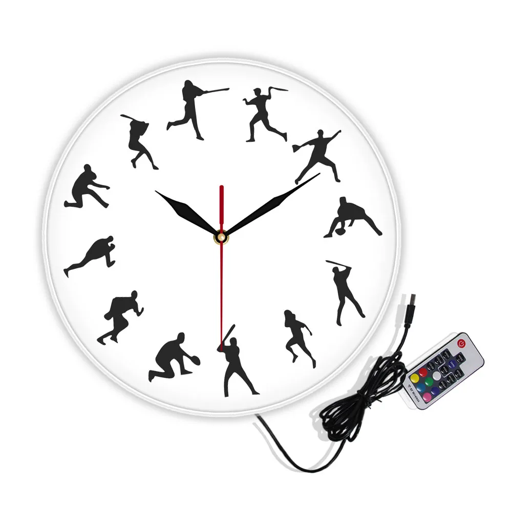 Настенные часы с Бейсбольным временем бейсбольные игроки разные позы