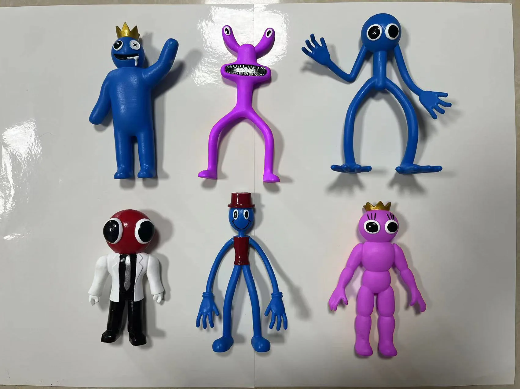 

6p 8p 12pcs rainbow friendship model.Statue animationcartoon game character doll kawaii blue monster for kids fans