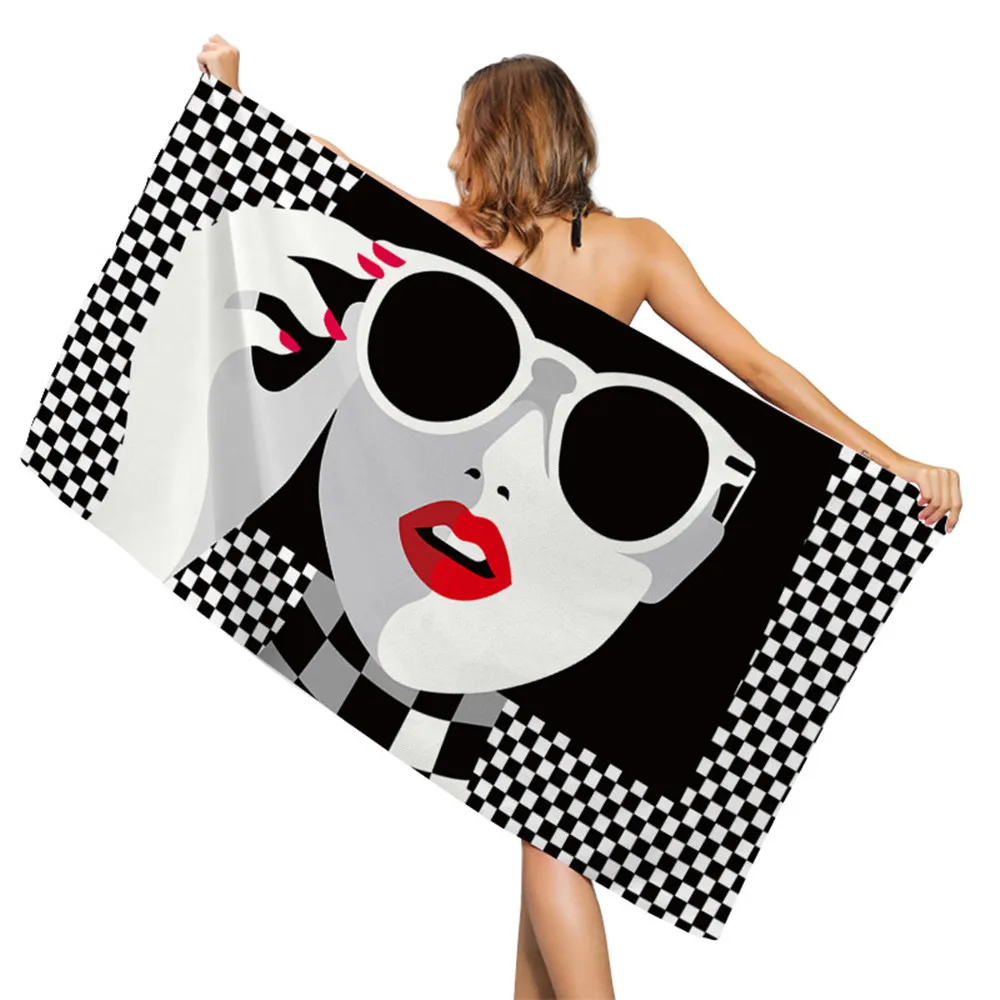 

Creative Girl Printed Beach Towel Seaside Surfing Portable Towel Home Decor Travel Camping Picnic Yoga Beach Mat for Women Gifts