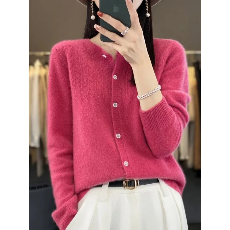 Весенний кашемировый свитер из мериносовой шерсти Женский вязаный кардиган с