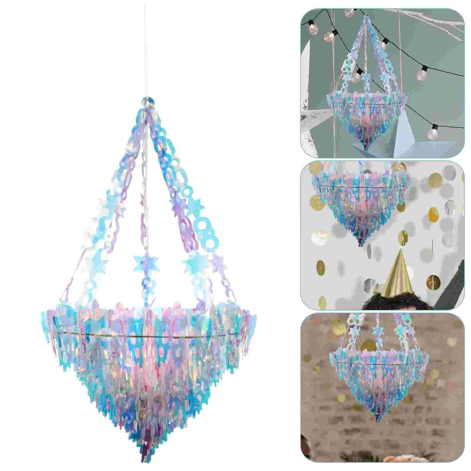 

Lighting Crystal Decor Chandelier Shaped Pendant Ceiling Lamp Accessory Color Film Neon Party Holiday