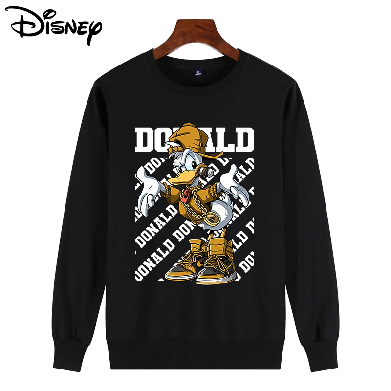 

Winter New Men's Fleece Sweatshirt Disney Donald Duck Print Men Streetwear Hoodies Cartoon Casual Round Neck Clothes For Men