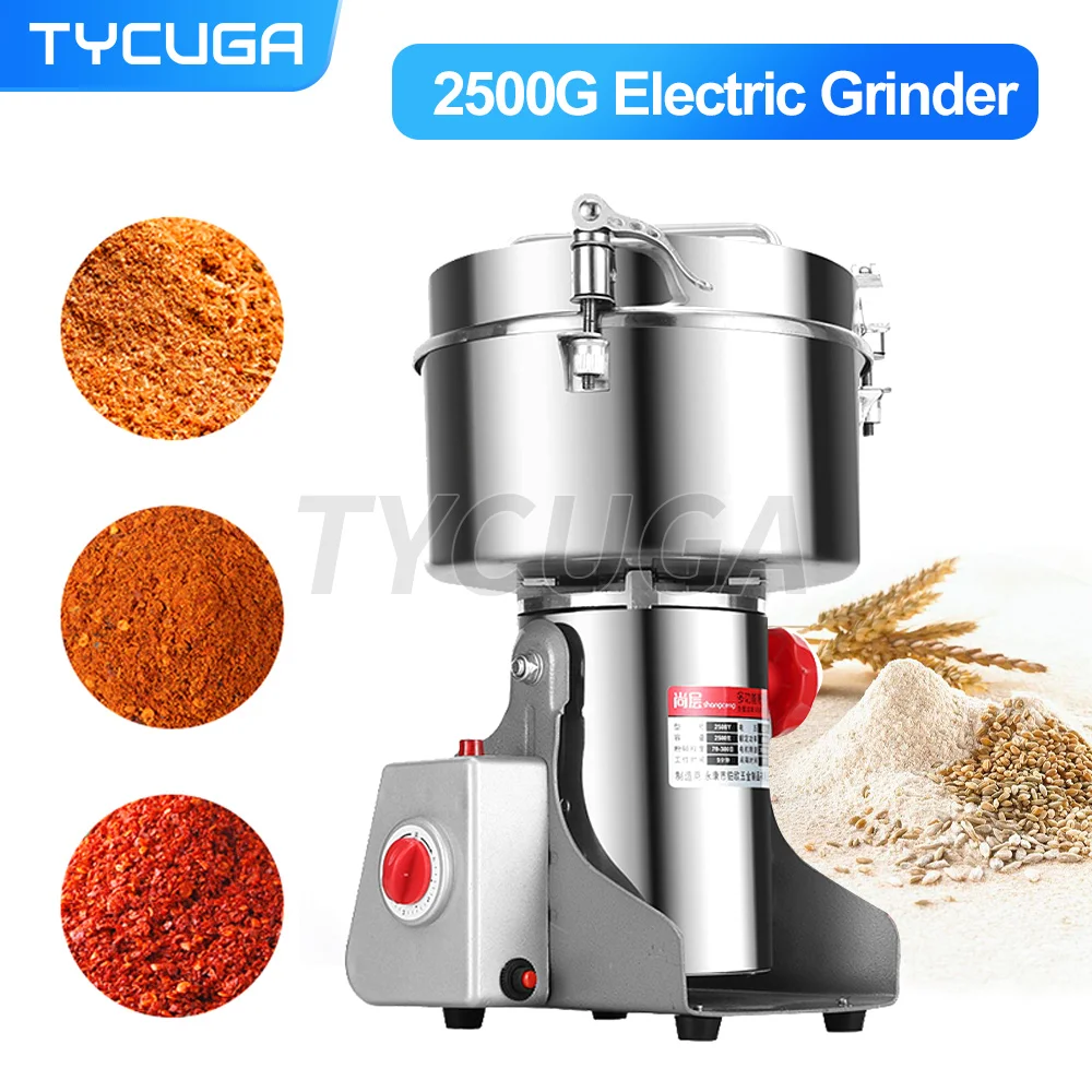 

2500g Powder Machine Grinder 110V/220V Home Commercial Medicinal Herbs Cereals Spices Miscellaneous Grains Flour Grinder 4500W