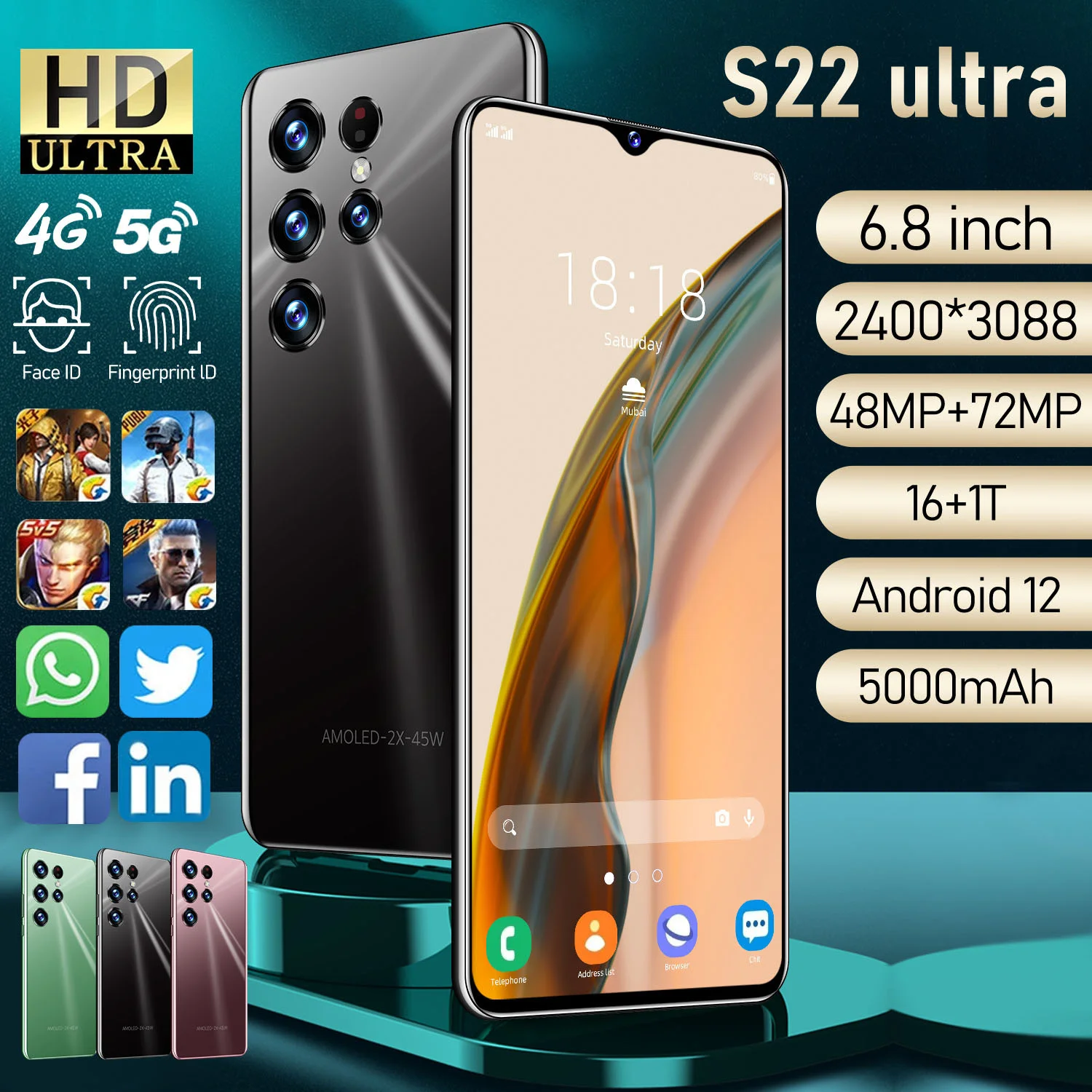 S22 ultra 6.8-inch smartphone 1g + 8g low price